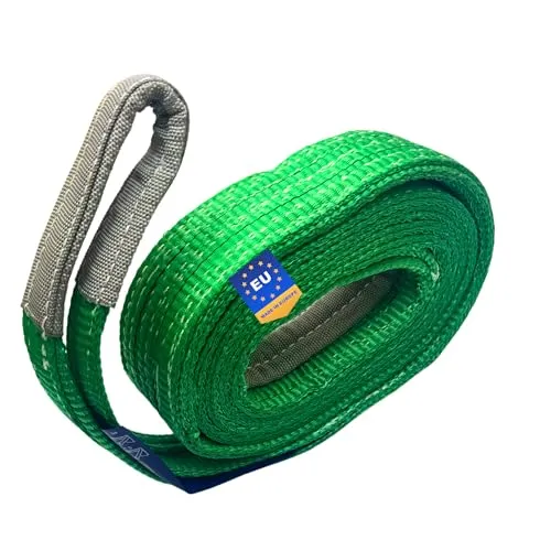 Schwerlast Hebegurt WLL 2T (Bruchlast 14T) – 3m Offroad Bergegurt & Abschleppgurt nach EN 1492-1 – Robustes Abschleppseil für Bergung & Offroad – Grün - Gurt