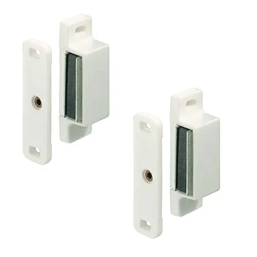 Magnetschnapper Türmagnet Möbelschnapper Türverschluss für Möbel & Türen | Möbelverschluss Kunststoff weiß | Türschnapper inkl. Schrauben | Haltekraft 4 kg | MADE IN GERMANY | 2 Stück