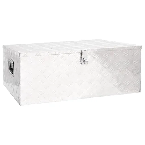 vidaXL Aufbewahrungsbox Silbern 100x55x37 cm - Werkstatteinrichtung mit geräumigem Innenraum und rostfreiem Aluminium für langlebige Aufbewahrung. Ideal für Werkzeuge und Zubehör, sicher verschlossen und leicht transportierbar.