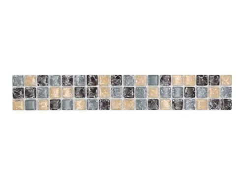 Mosaik Borde blau beige braun Glasmosaik glänzend Quadrat Wand Küche Bad Dusche