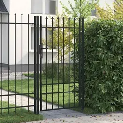 vidaXL Zauntor Einzelflügel mit Speerspitzen - Dekorative Zäune – Hochleistungsstahl Gartentor mit Speerspitzen für Sicherheit und Privatsphäre, pulverbeschichtet gegen Rost und Korrosion, inklusive Montagepfosten und Schlüsseln.