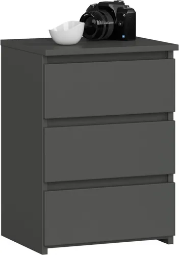 Kommode mit 3 Schubladen - Graphit Holz Highboard - Kommoden & Sideboards: Robuste Konstruktion aus hochwertiger laminierter Platte, mit 3 Schubladen für großzügigen Stauraum und sanfter Bedienung durch Metall-Rollenführungen.