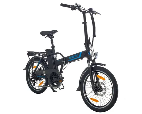 smartEC E-Bike Klapprad Camp-20H 20 Zoll Schwarz - E-Bike Klapprad mit 7-Gang Shimano Schaltung und 562 Wh Akku für bis zu 100 km Reichweite, ideal für den Alltag und leicht transportierbar.