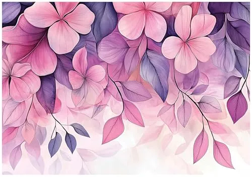 WallArena Vlies Fototapete Blumen 200x140 cm – Botanisch Rosa Violett - Hochwertige Vlies Fototapete für Wohnzimmer und Schlafzimmer. Strapazierfähig und leicht anzubringen, sorgt sie für einen stilvollen Look und eine angenehme Atmosphäre in jedem Raum.