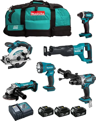 MAKITA Kit DLX6104MX1 (DHP458 + DTD152 + DGA452 + DSS610 + DJR186 + DML185 + 3 x 4,0 Ah + DC18RC + LTX600)