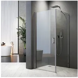 Boromal Eckdusche Duschkabine Pendeltür mit Seitenwand Eckeinstieg Duschabtrennung, BxT: 90x80 cm, Sicherheitsglas mit Nano Beschichtung, Duschtür Drehtür mit Seitenwand, mit Alu Haltestangen, verstellbar Aluprofil, Alu Bodenleiste, ESG mit Nano 90 cm x 195 cm x 80 cm