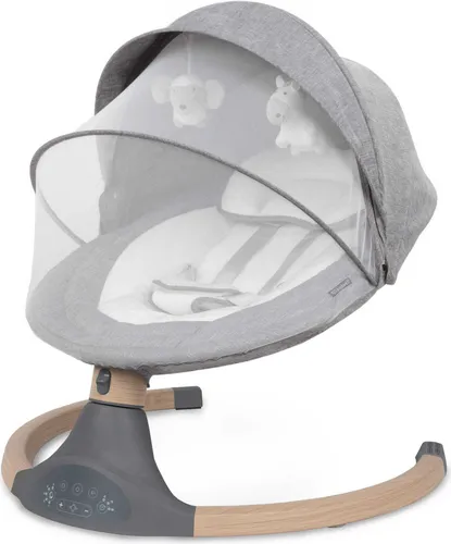 COIL Elektrische Babywippe mit Fernbedienung - 5 Wippgeschwindigkeiten - Vielseitige Babyschaukel mit 5 wählbaren Geschwindigkeiten, Bluetooth-Steuerung und sicherem 5-Punkt-Gurt. Ideal zur Entspannung ab Geburt, pflegeleicht mit abnehmbarer Polsterung.
