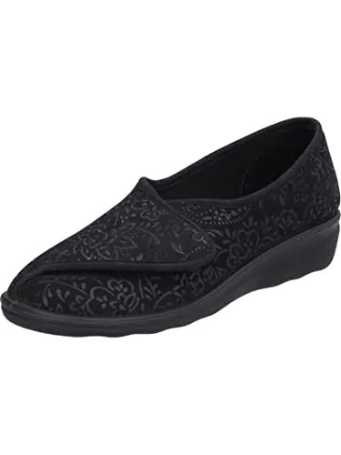 Westland Pantoffel schwarz 38 EU - Bequeme Hausschuhe in Größe 38, ideal für kräftigere Füße. Mit praktischem Klettverschluss und Stretch-Material für perfekten Sitz.