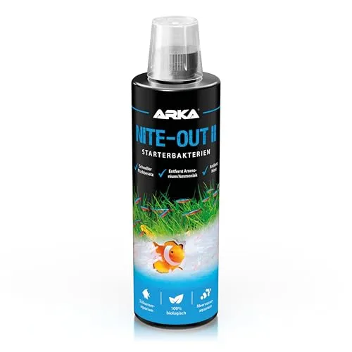 Starterbakterien Aquarium 473 ml – ideal bei Neustart, Wasserwechsel & Fischbesatz – reduziert Ammonium & Nitrit schnell – biologisch, sofort aktiv & sicher für alle Fische – ARKA Nite-Out II