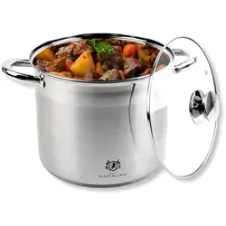 Kochtopf mit Deckel 28 cm - Edelstahl Suppentopf 13,5L für alle Herde - Kochtopf aus hochwertigem Edelstahl mit 13,5L Volumen, hitzebeständigem Glasdeckel und gleichmäßiger Wärmeverteilung. Ideal für Induktionsherde und spülmaschinenfest!