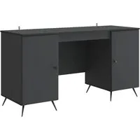 vidaXL Schreibtisch mit Regal Schwarz 142,5 x 50 x 75 cm - Vielseitiger Schreibtisch aus Holzwerkstoff mit integriertem Regal, ideal für Home & Garden. Modernes Design, reichlich Stauraum und anpassbare Funktionen machen ihn zur perfekten Wahl für jedes Zuhause.