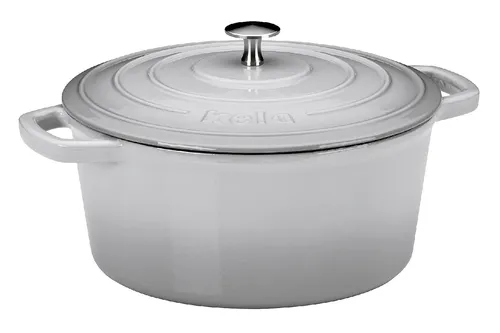 Kela Bräter Gusseisen CALIDO 4,6L - Pfannen - Ideal für Braten, Aufläufe und Brotbacken, der emaillierte Gusseisen Bräter sorgt für gleichmäßige Wärme und lange Wärmespeicherung.