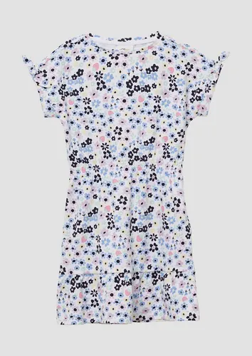 s.Oliver Minikleid Kurzes Kleid mit All-over-Print und Raffung Raffung