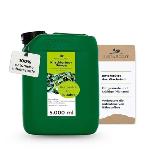 Flora Boost Kirschlorbeer Dünger Flora Boost 5000ml I Für bis zu 1000L Gießwasser I Dünger für Kirschlorbeer Pflanzen & Hecken I Flüssiger Blatt- & Wurzeldünger I 100% natürlicher Pflanzendünger