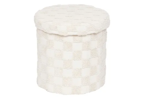 Atmosphera Polsterhocker PASTI - Runder Falt-Pouf mit Stauraum - Kompakter und stylischer Pouf mit Stauraum – ideal für zusätzlichen Sitzplatz und Ordnung. Aus robustem MDF, mit einem Durchmesser von 38 cm, vereint er Funktionalität und modernes Design.