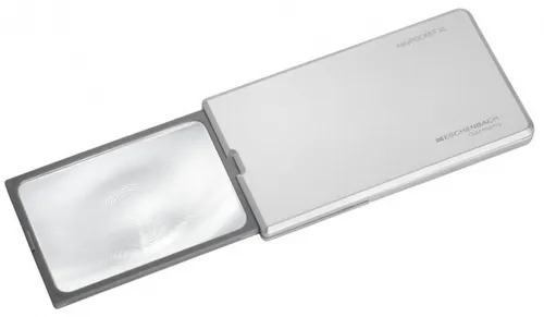 Eschenbach easyPOCKET XL Taschenleuchtlupe 2,5X - Lupen für bessere Sicht: Diese silberne Taschenleuchtlupe mit 2,5-facher Vergrößerung und Dioptrien von +6,00 ist ideal für detailgenaues Arbeiten und Lesen.