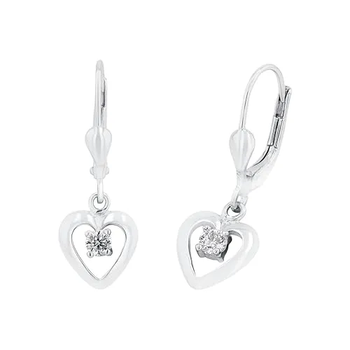 Amor Ohrhänger 925 Sterling Silber für Mädchen - Ohrringe für Damen aus 925 Sterling Silber mit funkelndem Zirkonia, ideal für kleine Mädchen. Kommt in einer eleganten Schmuck Geschenkbox – perfekt als Geschenk zu besonderen Anlässen.