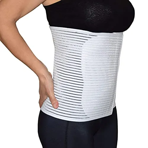 BODYPERFECT Postpartum buikwrap Bauchgurt Nach op Verstelbaar Rückbildungsgürtel Nach Geburt Kaiserschnitt Schwangerschaft Bauchgurt mit Rückenunterstützung Unisex 28 cm (Weiß, S)