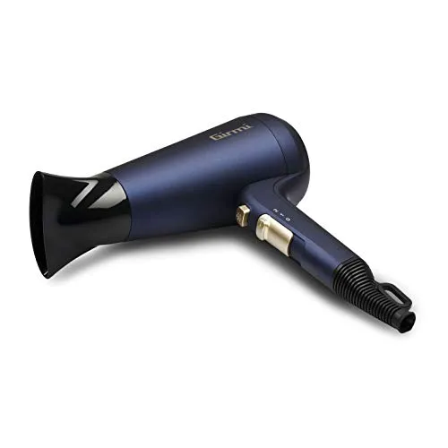 Girmi PH22 Haartrockner, 2100 W, 2 Geschwindigkeitsstufen, 2 Temperaturen, Kaltluftstoß, Thermostat gegen Überhitzung, Blau/Gold