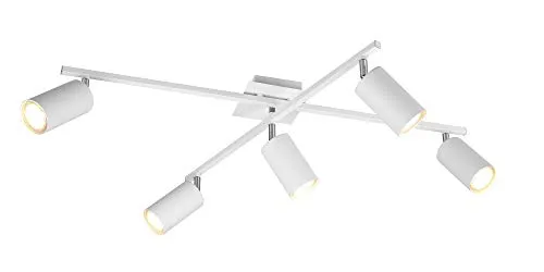 Trio Leuchten Deckenleuchte Marley 612400501 - 5-flammige Deckenleuchte aus Metall in Weiß matt, drehbare Spots für flexible Lichtgestaltung, ideal für jeden Raum.
