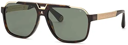 Philipp Plein SPP046V 0722 Avana Scura Lucida Sunglasses Man Acetate, Pantos, 61