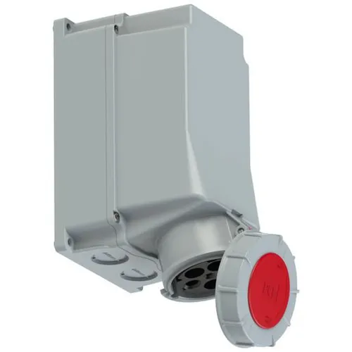 Feste Steckdose 125A 5P 400V rot IP67 - POWER TWIST 145-6 - Fehlerstromschutz (RCD) für sichere Stromversorgung, wetterfest und ideal für den Außeneinsatz.