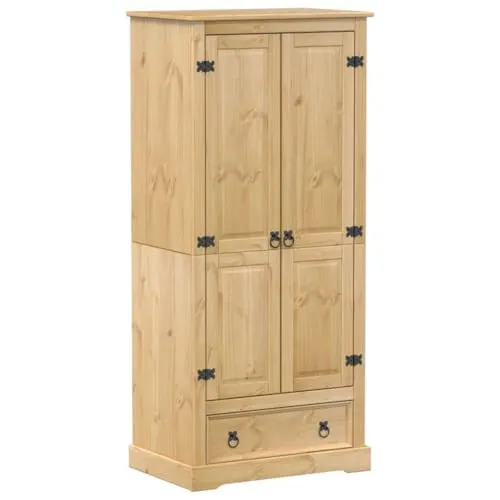 vidaXL Kleiderschrank aus Kiefernholz mit Metallgriffen - Kleiderschrank aus massivem Kiefernholz, langlebig und rustikal, bietet reichlich Stauraum für Kleidung und Accessoires, ideal für Schlafzimmer.