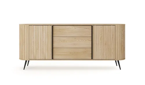 Masseno Kommode CARA 196 cm – Elegantes Sideboard mit 3 Schubladen und 2 Türen in Braun - Die stilvolle Masseno Kommode CARA bietet optimale Ordnung und Eleganz für Ihr Zuhause. Mit hochwertiger Verarbeitung und modernem Design fügt sie sich harmonisch in jeden Raum ein.