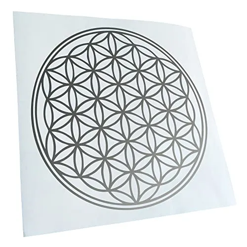Kiwistar - Autoaufkleber - Silber - 10x10cm Blume des Lebens Baum Aufkleber für Auto, Laptop, Fahrrad, LKW, Motorrad mehrfarbig JDM Decal Racing