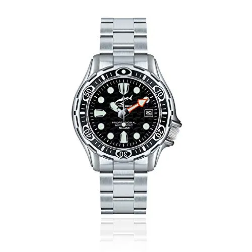 CHRIS BENZ DEEP 500M Automatic Taucheruhr mit Metallband, Tintenfischschwarz