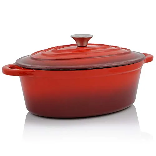 BBQ-Toro Gusseisen Cocotte 4,3 Liter - Pfannen | Emaillierter Gusseisen Bräter, ideal für zarte und saftige Gerichte, induktionsgeeignet und perfekt zum schonenden Garen.