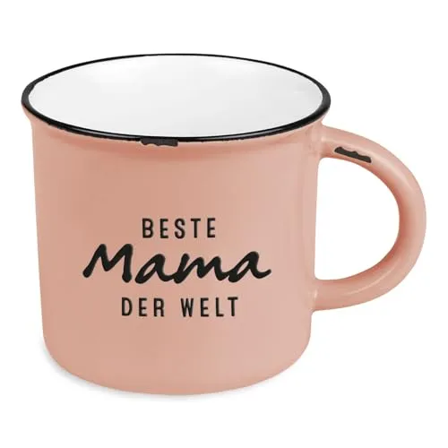 Kaffeetasse vintage| Keramik Becher zum verschenken | 400 ml | Beste Mama der Welt, Weiß