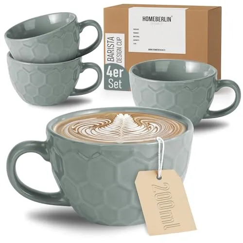 HOMEBERLIN® Barista 4er Cappuccino Tassen Set in grün von HOMEBERLIN