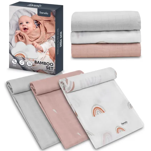 Krabbeldecke LIONELO Bamboo Set 3 Stück 70x70 vom 1. Lebenstag hypoallergisch