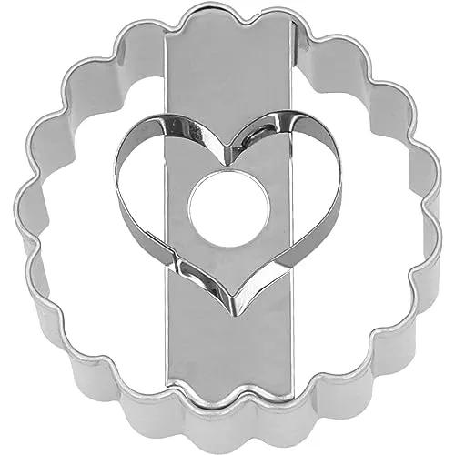 Birkmann, Linzer Herz Ausstechform zum Ausstechen und Dekorieren von Plätzchen, Marzipan und Fondant, Edelstahl, spühlmaschinengeeignet, doppelseitig nutzbar, mit Banderole, Größe: 5 cm