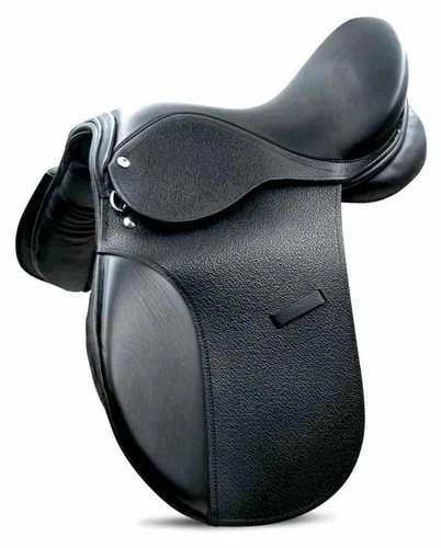 Sattel für Pony aus Leder schwarz weite Kammer in 15