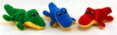 3er Set Krokodile Plüsch liegend ca. 17 cm, grün+rot+blau
