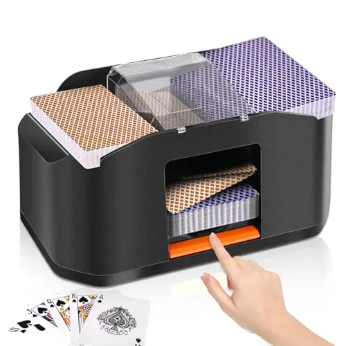 Kartenmischmaschine Elektrische Mischmaschine Karten fur 1–2 Decks Kartenmischer, Karten MischgeräT mit 2000mah Wiederaufladbarem Akku, Kartenmischmaschine Manuell fur Kartenspiele, Poker, Blackjack