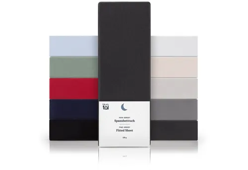 Blumtal Spannbettlaken Blumtal Basics 100% Baumwolle, Baumwolle, Gummizug: Rundum, (1 Stück), Jersey Bettlaken - atmungsaktiv, strapazierfähig und faltenfrei