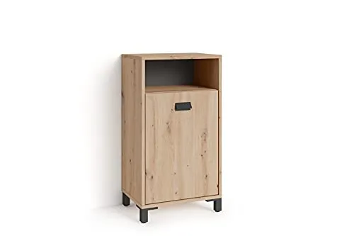 byLIVING Seitenschrank Wellness – 42 cm breit, Eichen-Optik mit offenem Fach - Badezimmerschrank mit pflegeleichter Melaminoberfläche in Artisan Eiche Optik, viel Stauraum und modernes Design – ideal für jedes Badezimmer.