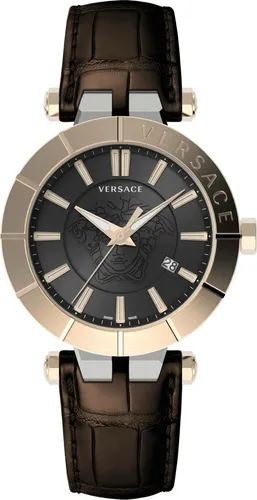 Versace Herren Armbanduhr V-Race Restyling 42 mm - Hochwertige Armbanduhr für Herren mit elegantem Lederarmband und Saphirglas, ideal für stilbewusste Männer.