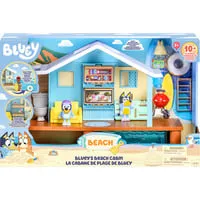 Bluey Beach Cabin Playset - Spielfiguren mit verwandelbaren Etagenbetten und einem Strandspielbereich! Enthält exklusive Bluey-Figur und Zubehör – ideal für kreative Spielstunden ab 3 Jahren.