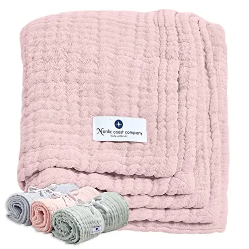Babydecke Musselin von Nordic Coast - Vielseitige Puck- und Krabbeldecke (Altrosa, 80x80cm) - Bettdecken: Atmungsaktive Musselindecke für Säuglinge, ideal als Zudecke im Kinderwagen und multifunktional für verschiedene Anlässe.