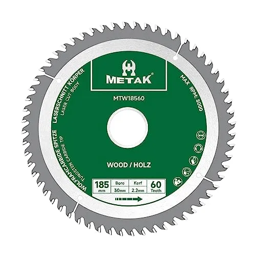 METAK HM Kreissägeblatt 185x30mm, 60 Zähne für Holz