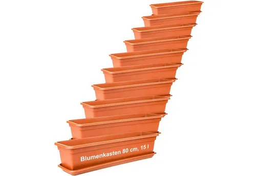 Centi Pflanzkübel Blumenkasten mit Untersetzer terracotta 80cm (10er-Set)