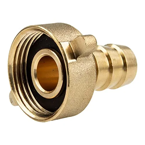 tecuro Schlauchverschraubung mit 1 1/4 Zoll ÜWM x Tülle Ø 25 mm, Messing blank
