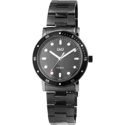 Q&Q Herrenuhr Edelstahlarmband schwarz, 5 bar