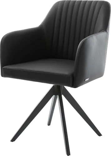 DELIFE Polsterstuhl Greg-Flex – Schwarz Echt-Leder mit Taschenfederkern - Esszimmerstuhl mit hochwertigem Echt-Leder und punktelastischer Unterstützung durch Taschenfederkern, ideal für höchsten Sitzkomfort und Belastbarkeit bis 150 kg.