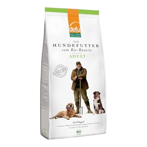 defu Hundefutter | 3 x 3 kg | Adult Bio Geflügel | Premium Bio Trockenfutter für ausgewachsene Hunde