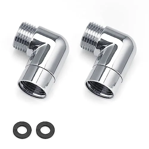 Stück Duschschlauch Adapter, PARFCO 90 Grad Verlängerung Duschkopf, 1/2 Zoll Verlängerung mit 2 Unterlegscheiben, Massivem Messing für Wandbrausen Handbrausen Duschfilteranschluss 2